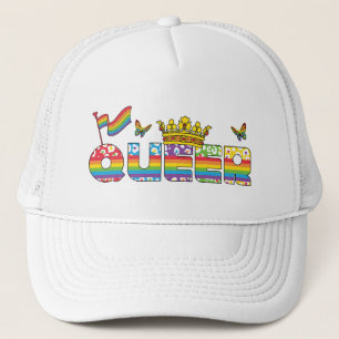 Gorra De Camionero Corona gay arcoiris con bandera y mariposas