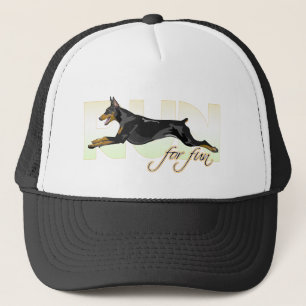 Gorra De Camionero Corra para la diversión, Doberman negro