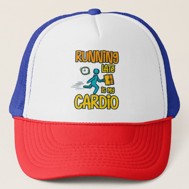 Gorra De Camionero Correr tarde es mi cardio (Anverso)