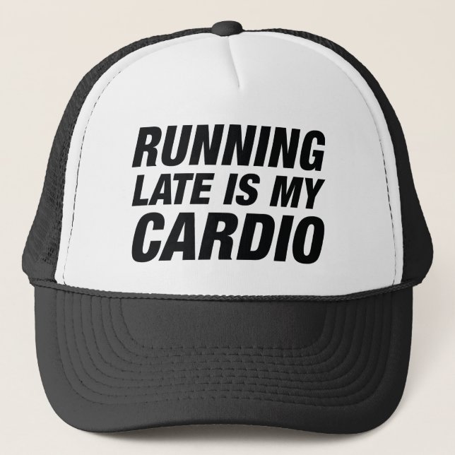 Gorra De Camionero Correr tarde es mi cardio (Anverso)