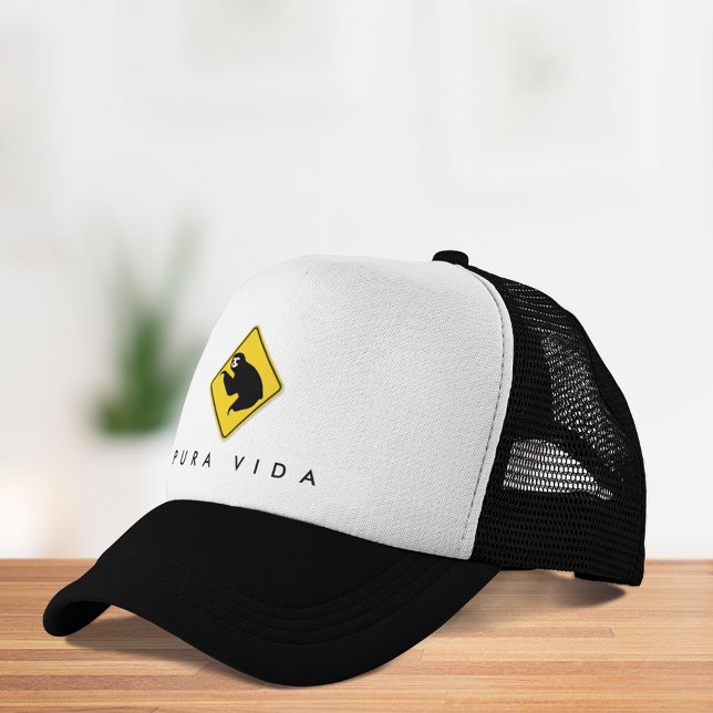 Gorra De Camionero Costa Rica Pura Vida Traslado en Sloth (Costa Rica Pura Vida Sloth Crossing Trucker Hat)
