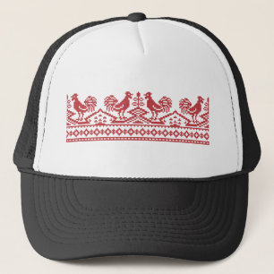 Gorra De Camionero Costilla cruzada del Rooster Rojo