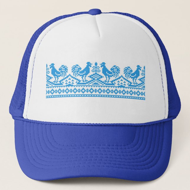 Gorra De Camionero Costillas cruzadas de gallo azul (Anverso)