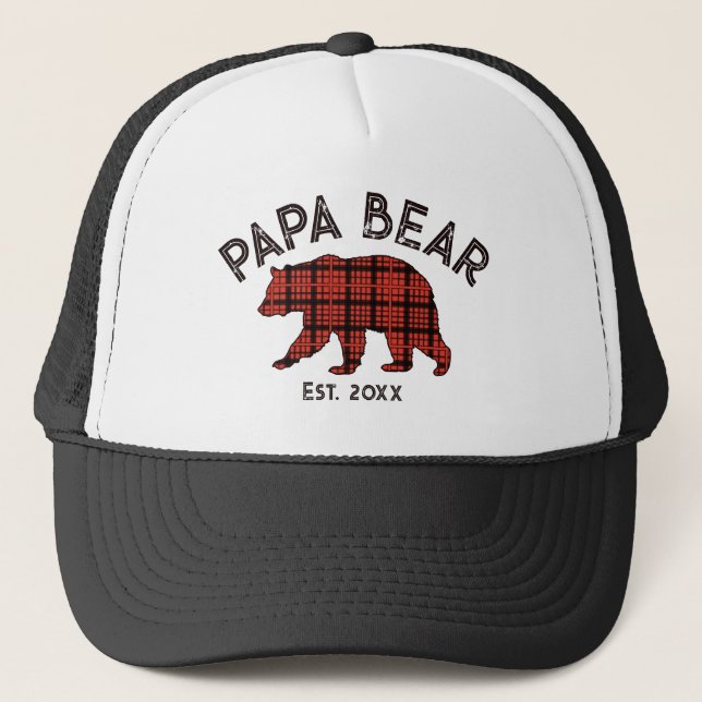Gorra De Camionero Country Plaid Papa Bear Father Year Established (Anverso)