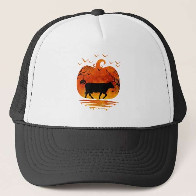 GORRA DE CAMIONERO COW HALLOWEEN PUMPKIN COSTUME COW LOVER AUTUMN (Anverso)