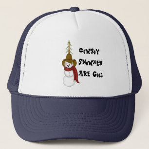 Gorra De Camionero Cowboy De Arte Popular Cute Snowman