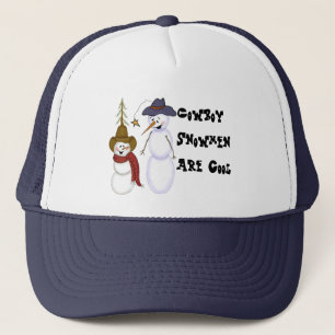 Gorra De Camionero Cowboy De Arte Popular Cute Snowman
