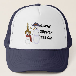 Gorra De Camionero Cowboy De Arte Popular Cute Snowman