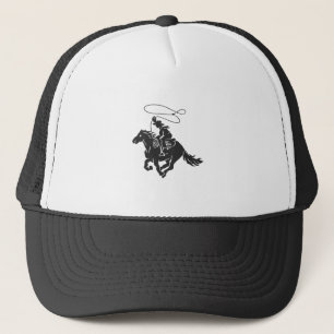 Gorra De Camionero Cowboy on bucking horse running with lasso
