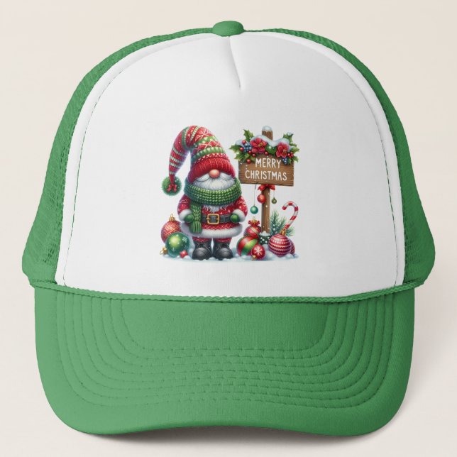 Gorra De Camionero Cozy Christmas Gnome Art – Festive Holiday (Anverso)