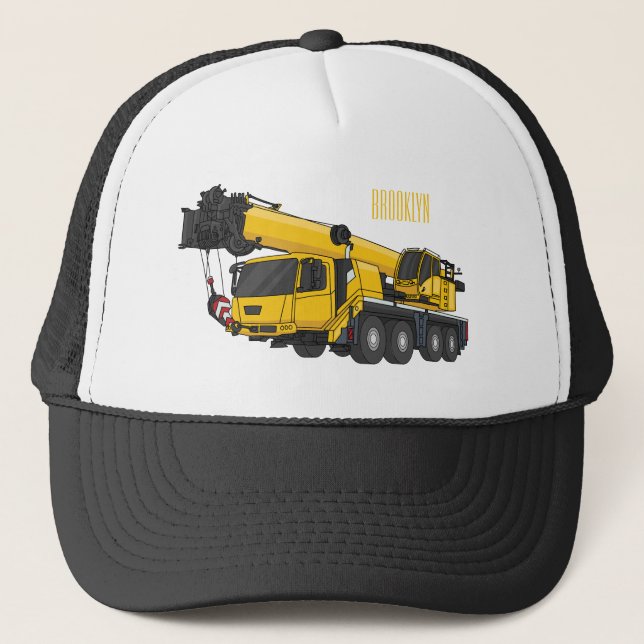 Gorra De Camionero Crane truck cartoon illustration (Anverso)