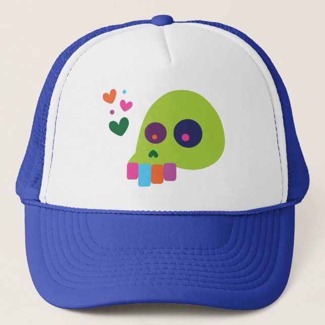 Gorra De Camionero Cráneo arcoiris colorido (Anverso)