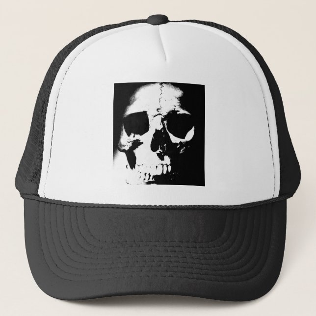 Gorra De Camionero Cráneo blanco y negro (Anverso)