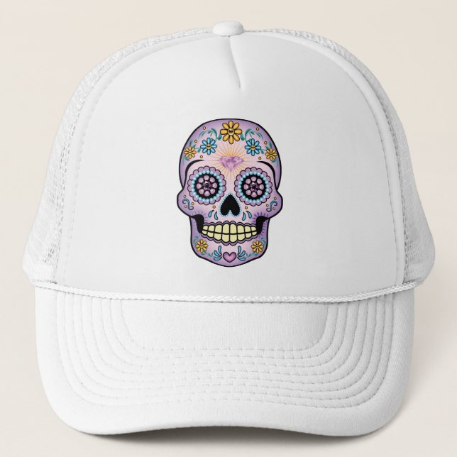 Gorra De Camionero Cráneo de azúcar morado (Anverso)