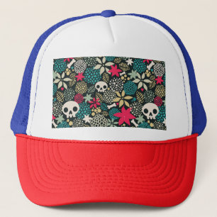 Gorra De Camionero Cráneo de flores