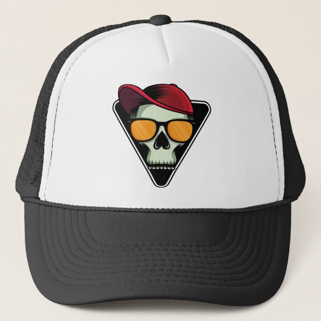 Gorra De Camionero Cráneo de Halloween feliz (Anverso)