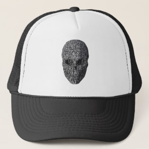 Gorra De Camionero Cráneo De Mármol Blanco Y Negro