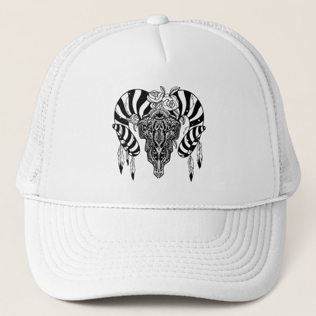 Gorra De Camionero Cráneo de toro tribal (Anverso)
