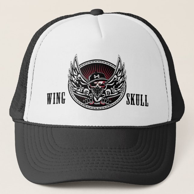 Gorra De Camionero CRÁNEO del ALA ancho (Anverso)