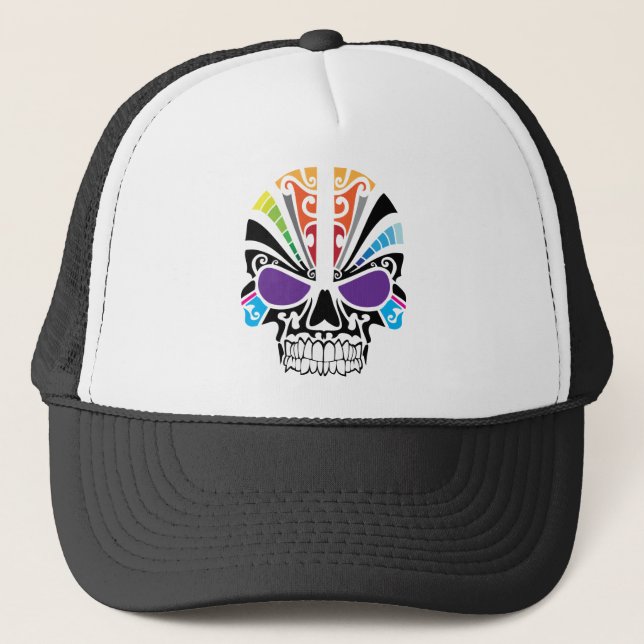 Gorra De Camionero Cráneo del arco iris del vudú (Anverso)