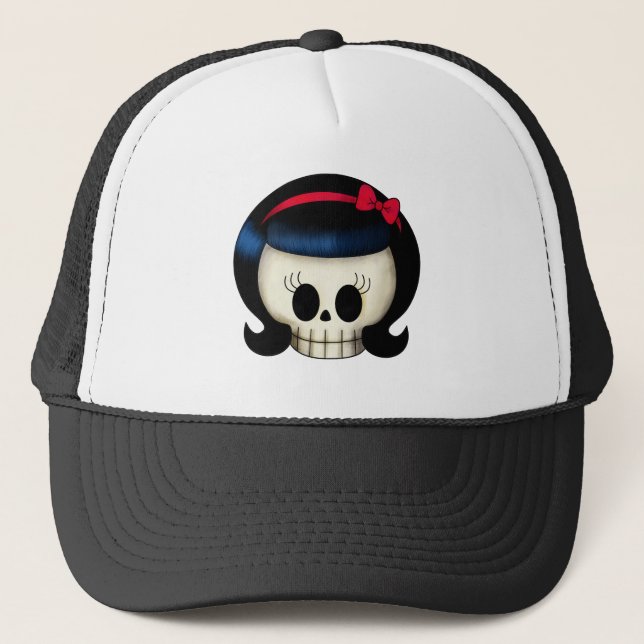 Gorra De Camionero Cráneo del chica del Rockabilly (Anverso)
