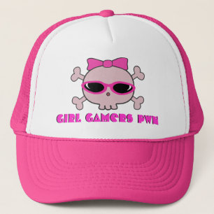 Gorra De Camionero Cráneo del pwn de los videojugadores del chica co