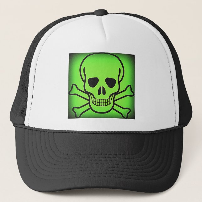GORRA DE CAMIONERO CRÁNEO E IMPRESIÓN VERDES DE NEÓN DE LA BANDERA (Anverso)