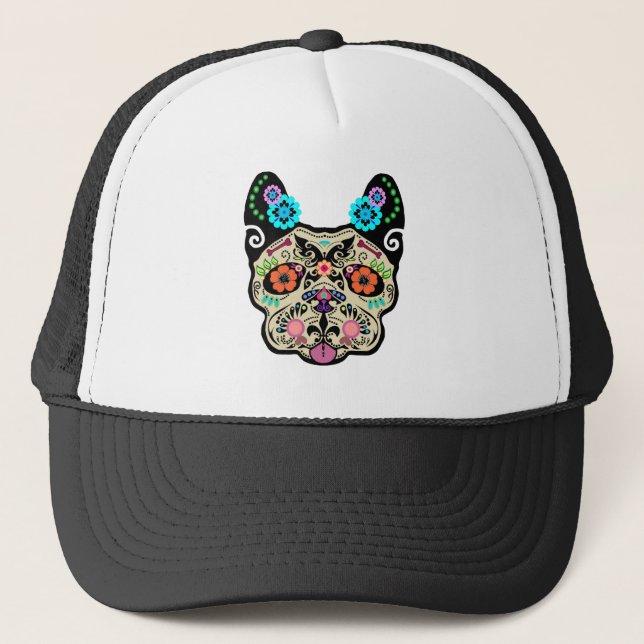 Gorra De Camionero Cráneo Frenchie del azúcar (Anverso)