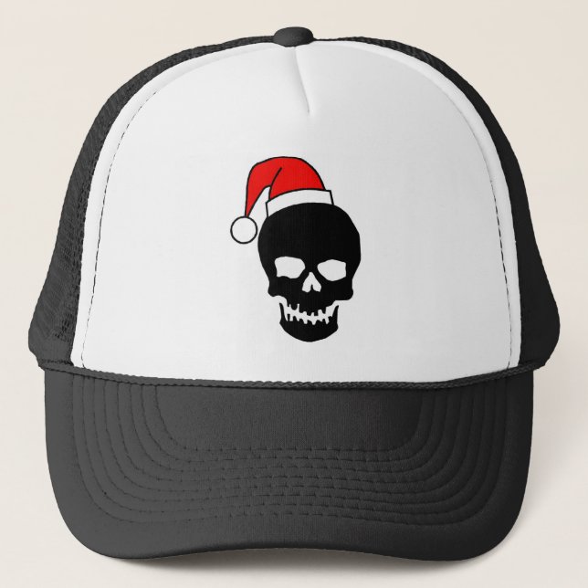 Gorra De Camionero Cráneo negro del navidad (Anverso)