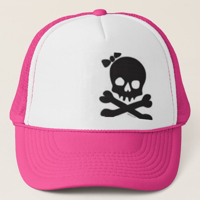 Gorra De Camionero Cráneo para mujer y bandera pirata (Anverso)