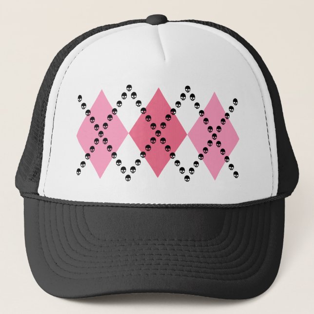 Gorra De Camionero Cráneo rosado Argyle (Anverso)