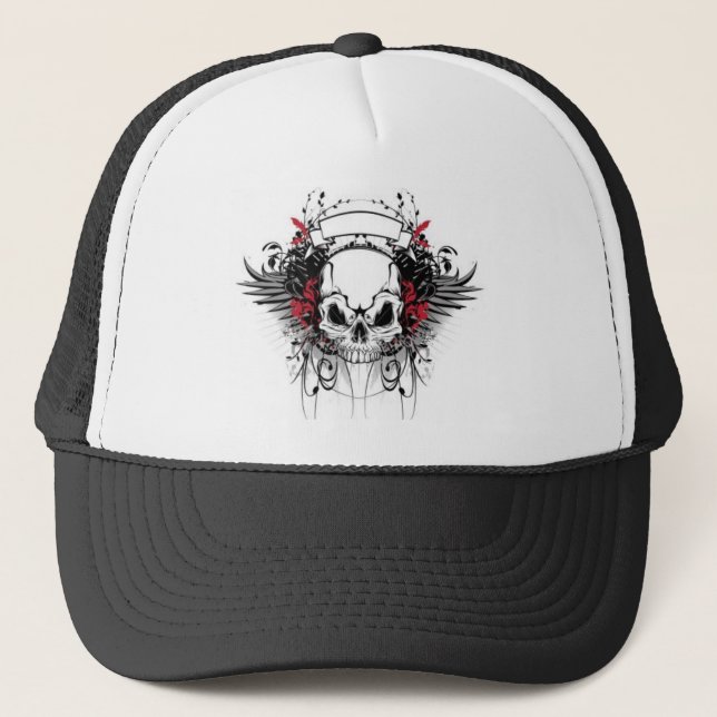 Gorra De Camionero cráneo-y-alas (Anverso)