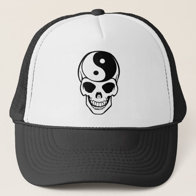 Gorra De Camionero Cráneo Ying Yang (Anverso)