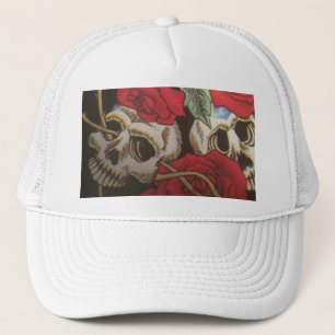 Gorra De Camionero Cráneos/rosas