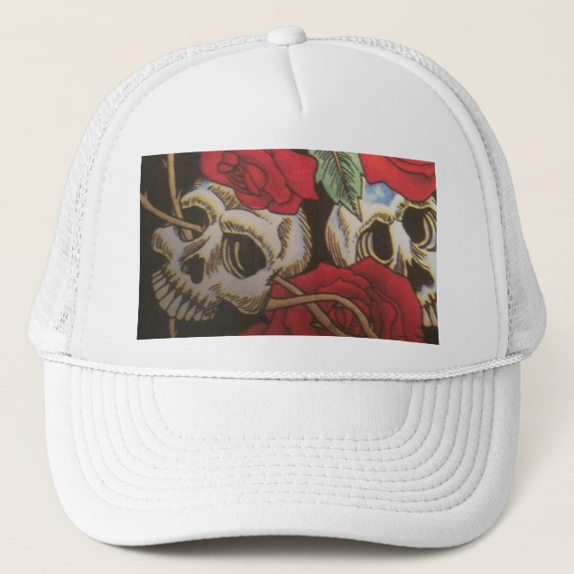 Gorra De Camionero Cráneos/rosas (Anverso)