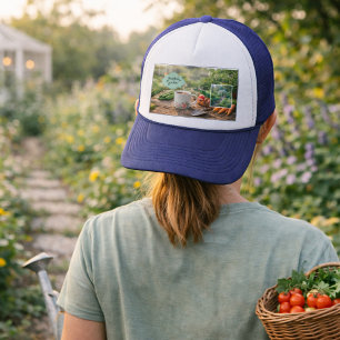 Gorra De Camionero Crea tu propio café antes de la foto de jardinería