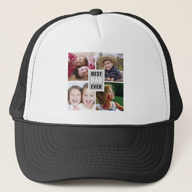 Gorra De Camionero Crea tu propio cuatro Collages de fotos mejor papá (Anverso)