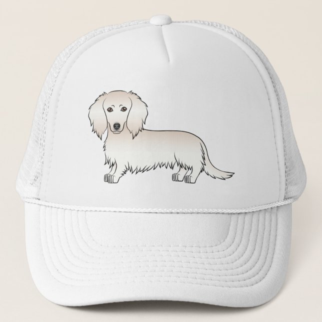 Gorra De Camionero Cream Long Hair Dachshund Cute Cartoine Dog (Anverso)