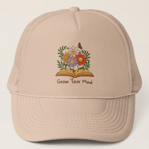 Gorra De Camionero Crecer tu mente libro Flores de lectura de cosecha