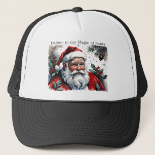 Gorra De Camionero Cree en la Magia de Santa con Acebo de Navidad