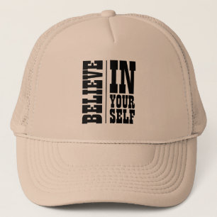 GORRA DE CAMIONERO CREE EN TI MISMO TIPOGRAFÍA BLANCA