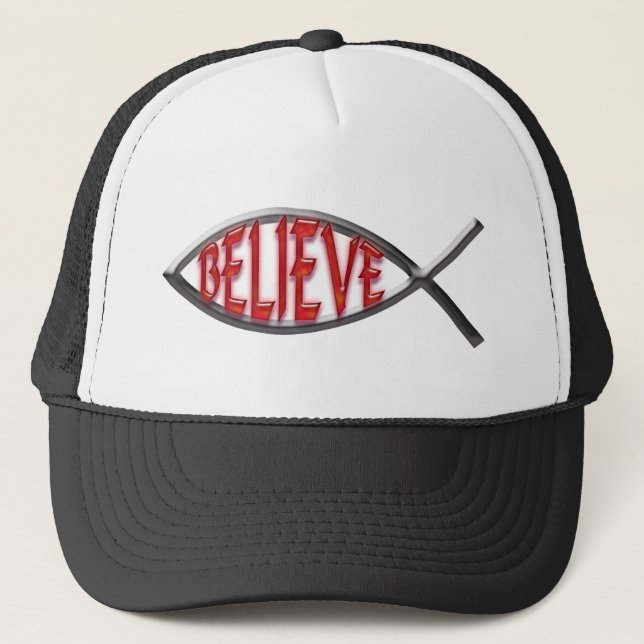 Gorra De Camionero Cree Pez- Rojo (Anverso)