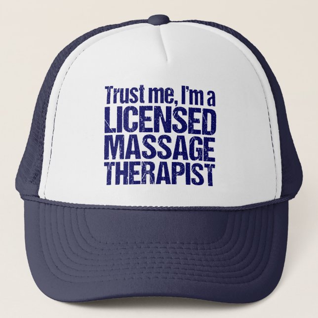 Gorra De Camionero Créeme, soy terapeuta de masajes con licencia (Anverso)
