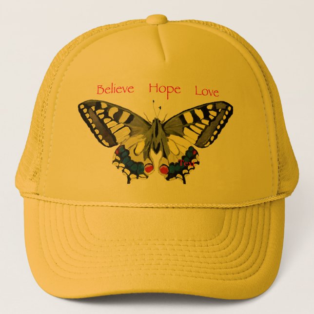 Gorra De Camionero Creencia simple, esperanza, amor, mariposa (Anverso)