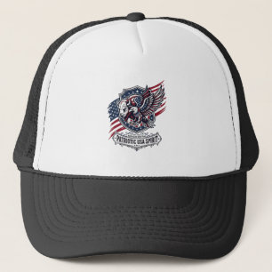 Gorra De Camionero Crestado Híbrido Patriótico de Bisonte Águila Anim