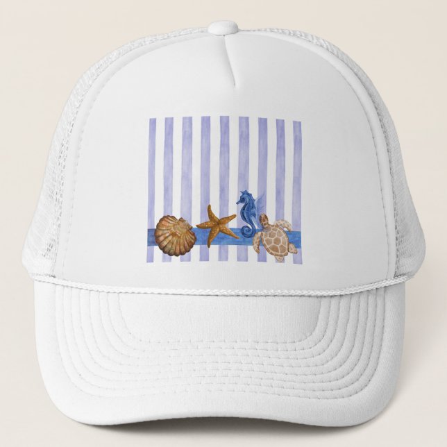 Gorra De Camionero Criaturas marinas náuticas (Anverso)
