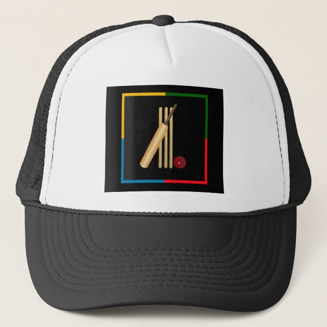 Gorra De Camionero Cricket, wicket, bat and ball,  (Anverso)