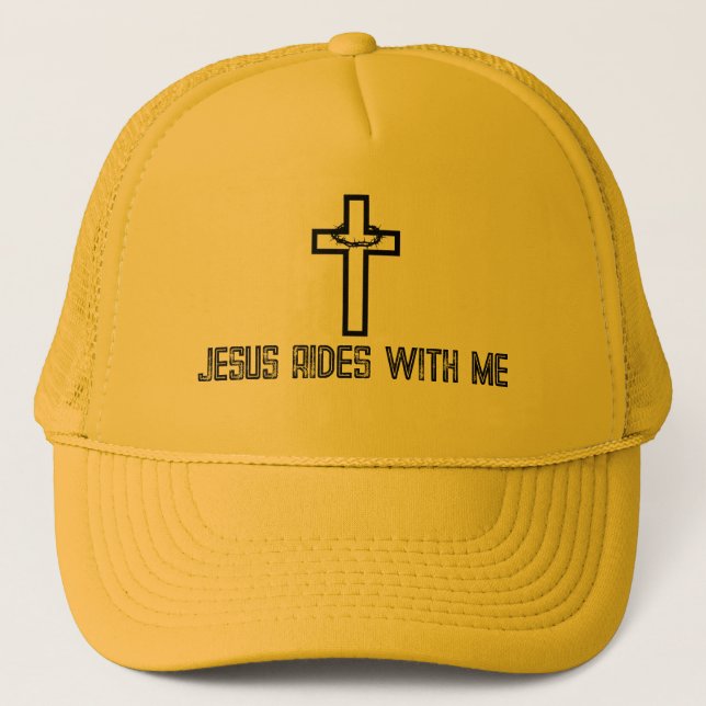 Gorra De Camionero Cross Thorns Jesus Rides conmigo (Anverso)