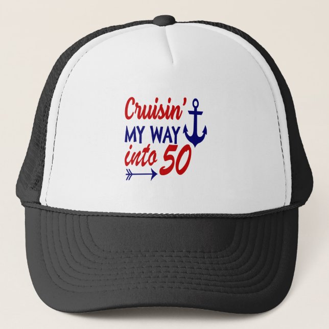 Gorra De Camionero Crucero de cumpleaños número 50 (Anverso)