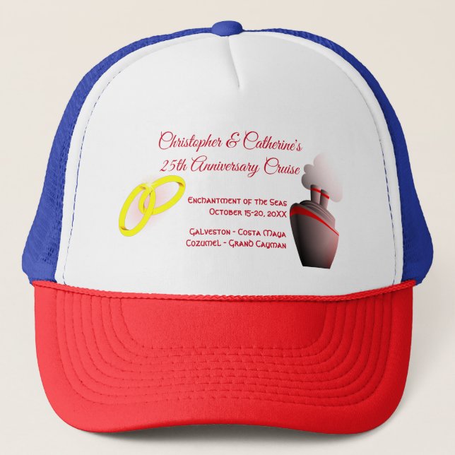 Gorra De Camionero Cruceros Personalizado de la celebración del anive (Anverso)